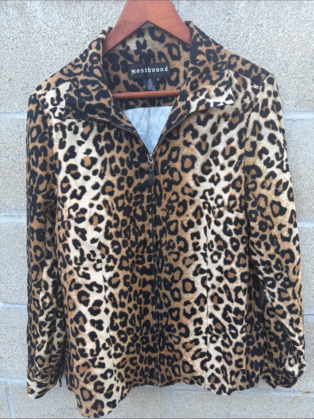 Vintage Westbound Leopard Print Zip-Up Jacket in Brown and Black